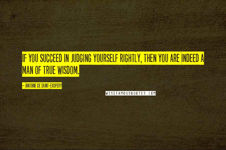 Antoine De Saint-Exupery Quotes: If you succeed in judging yourself rightly, then you are indeed a man of true wisdom.