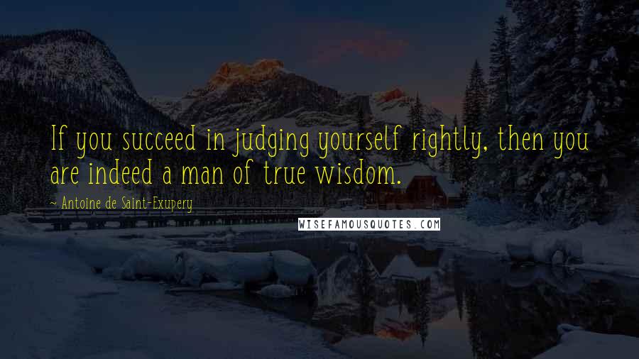 Antoine De Saint-Exupery Quotes: If you succeed in judging yourself rightly, then you are indeed a man of true wisdom.