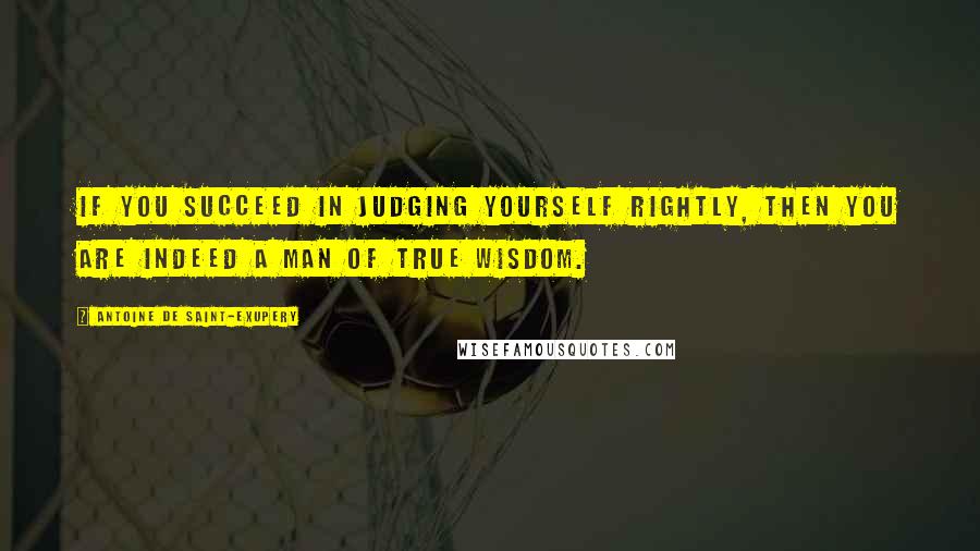 Antoine De Saint-Exupery Quotes: If you succeed in judging yourself rightly, then you are indeed a man of true wisdom.