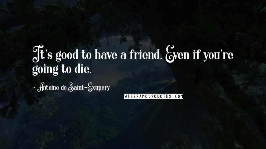 Antoine De Saint-Exupery Quotes: It's good to have a friend. Even if you're going to die.