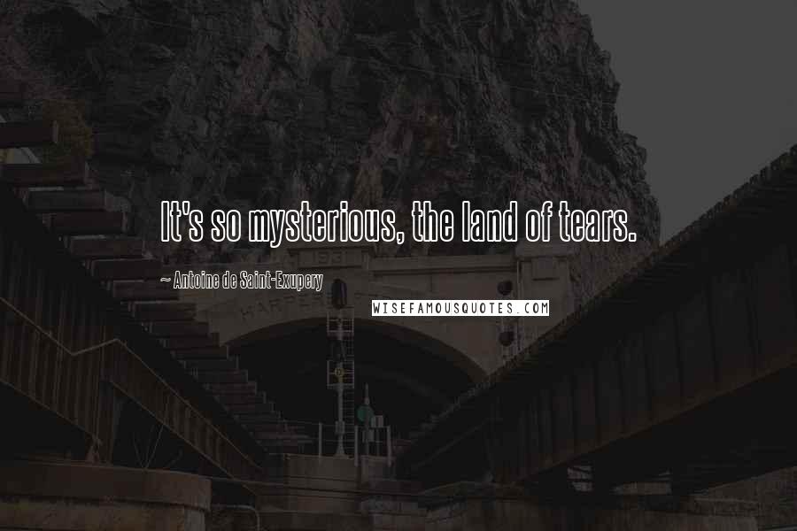 Antoine De Saint-Exupery Quotes: It's so mysterious, the land of tears.