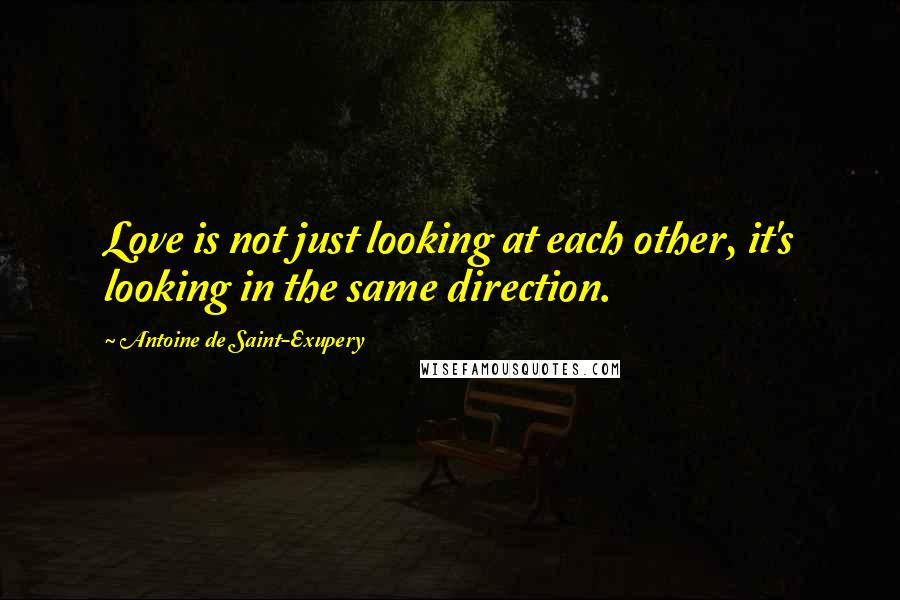 Antoine De Saint-Exupery Quotes: Love is not just looking at each other, it's looking in the same direction.