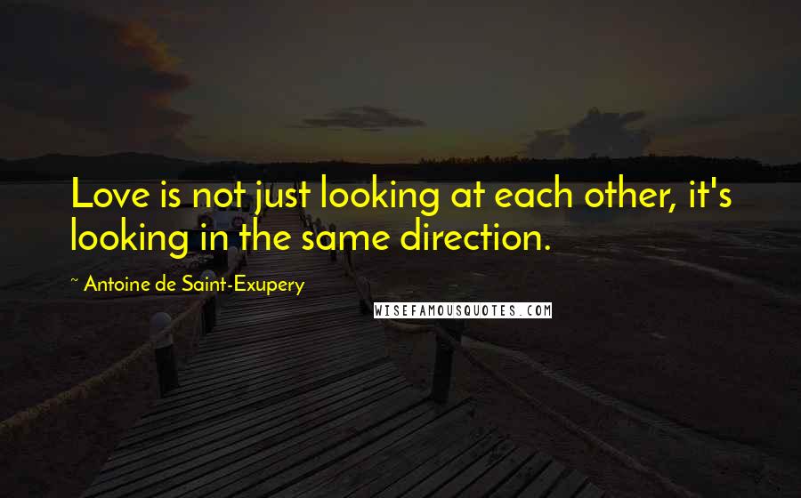 Antoine De Saint-Exupery Quotes: Love is not just looking at each other, it's looking in the same direction.