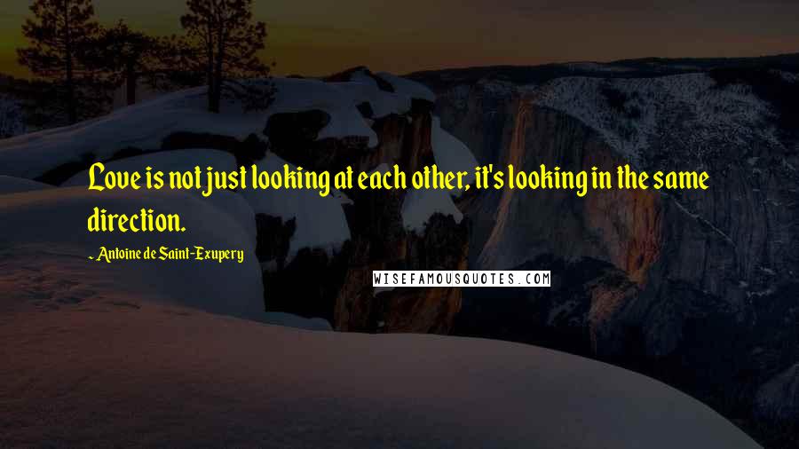 Antoine De Saint-Exupery Quotes: Love is not just looking at each other, it's looking in the same direction.