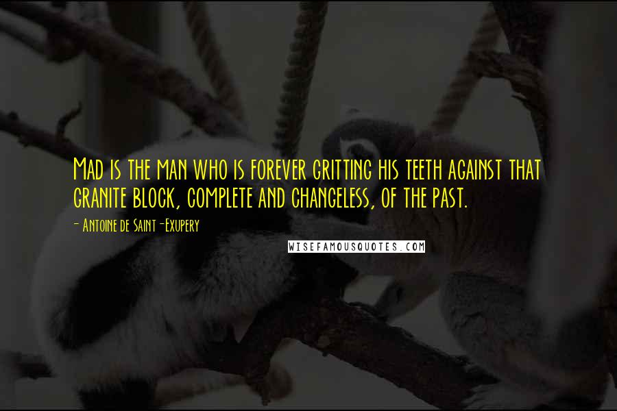 Antoine De Saint-Exupery Quotes: Mad is the man who is forever gritting his teeth against that granite block, complete and changeless, of the past.