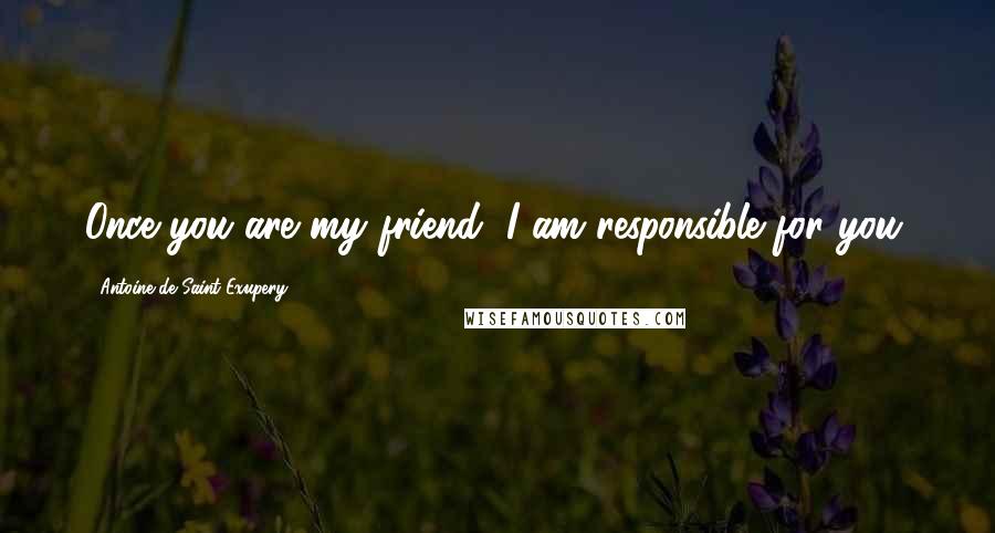 Antoine De Saint-Exupery Quotes: Once you are my friend, I am responsible for you.