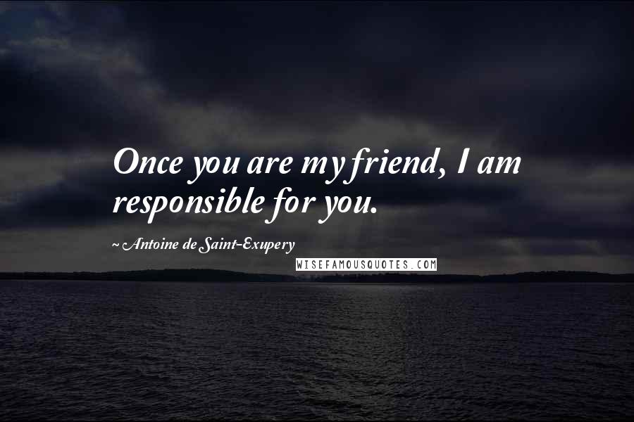 Antoine De Saint-Exupery Quotes: Once you are my friend, I am responsible for you.