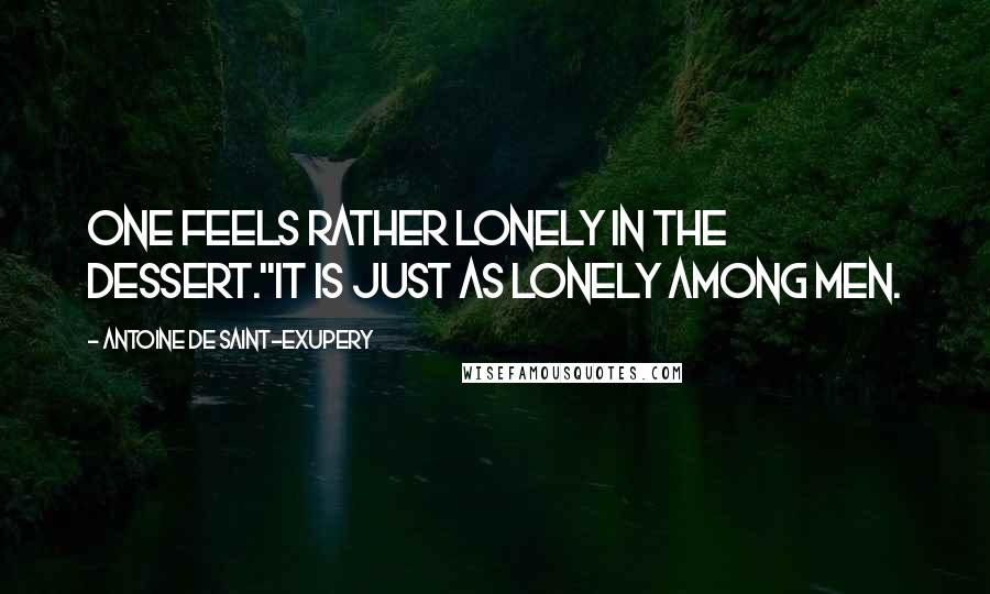 Antoine De Saint-Exupery Quotes: One feels rather lonely in the dessert.''It is just as lonely among men.