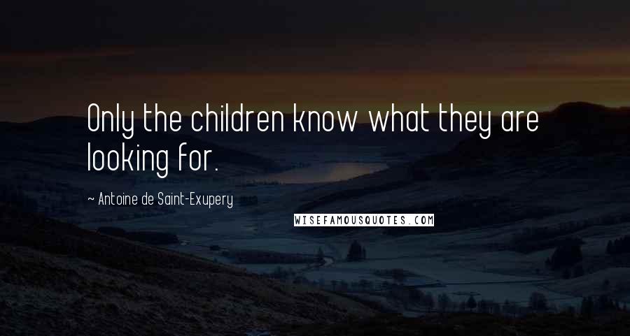 Antoine De Saint-Exupery Quotes: Only the children know what they are looking for.