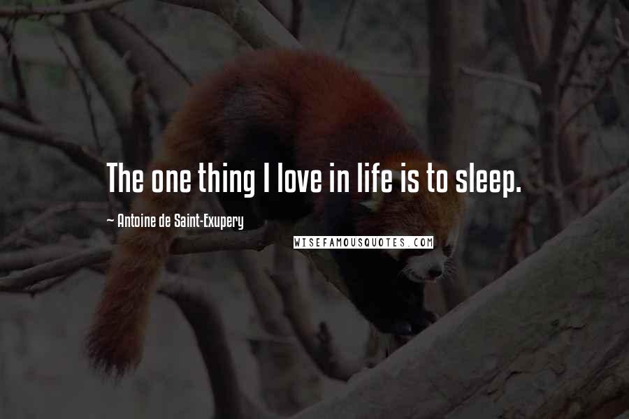 Antoine De Saint-Exupery Quotes: The one thing I love in life is to sleep.