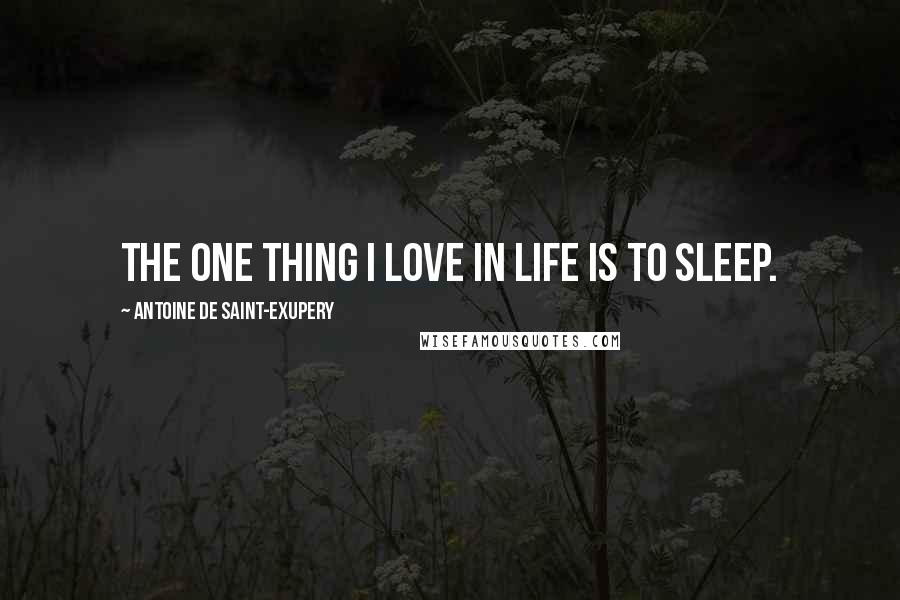 Antoine De Saint-Exupery Quotes: The one thing I love in life is to sleep.