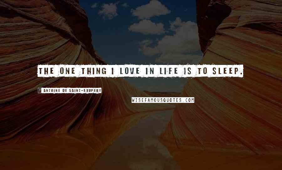 Antoine De Saint-Exupery Quotes: The one thing I love in life is to sleep.