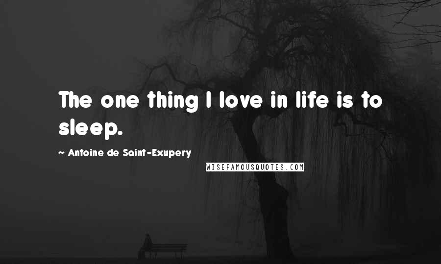 Antoine De Saint-Exupery Quotes: The one thing I love in life is to sleep.