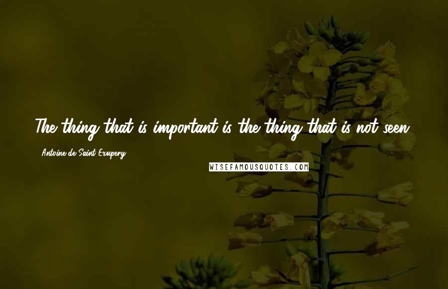 Antoine De Saint-Exupery Quotes: The thing that is important is the thing that is not seen.