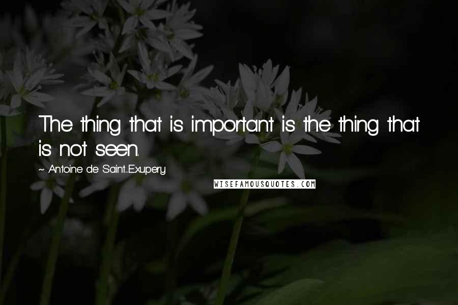 Antoine De Saint-Exupery Quotes: The thing that is important is the thing that is not seen.