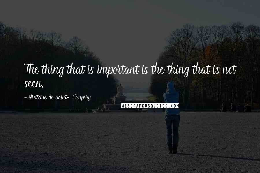 Antoine De Saint-Exupery Quotes: The thing that is important is the thing that is not seen.