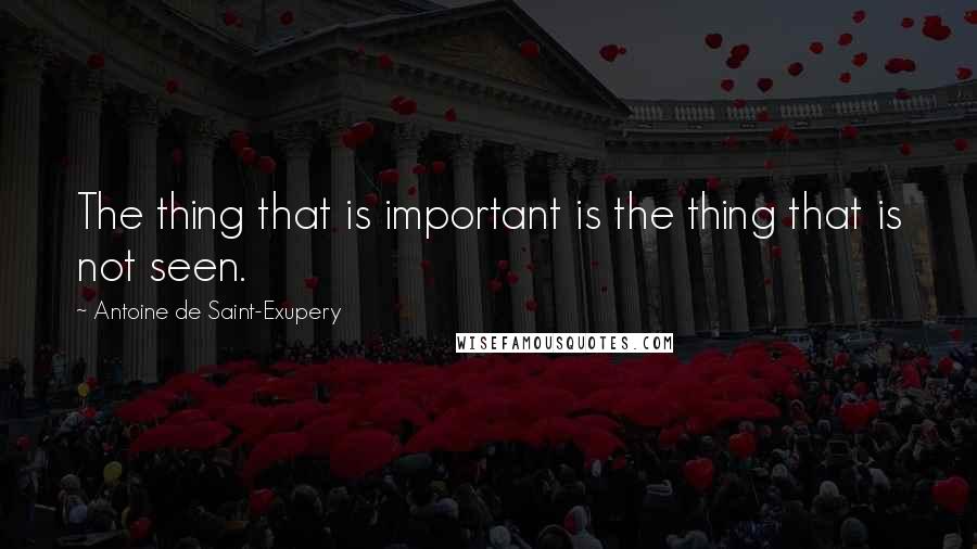 Antoine De Saint-Exupery Quotes: The thing that is important is the thing that is not seen.