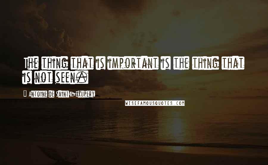 Antoine De Saint-Exupery Quotes: The thing that is important is the thing that is not seen.