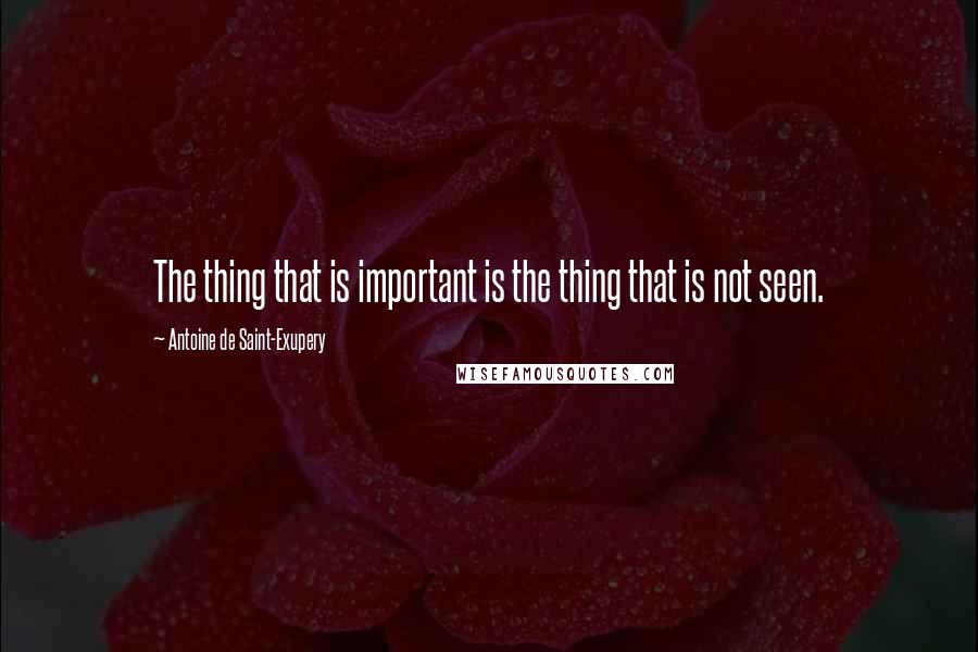 Antoine De Saint-Exupery Quotes: The thing that is important is the thing that is not seen.