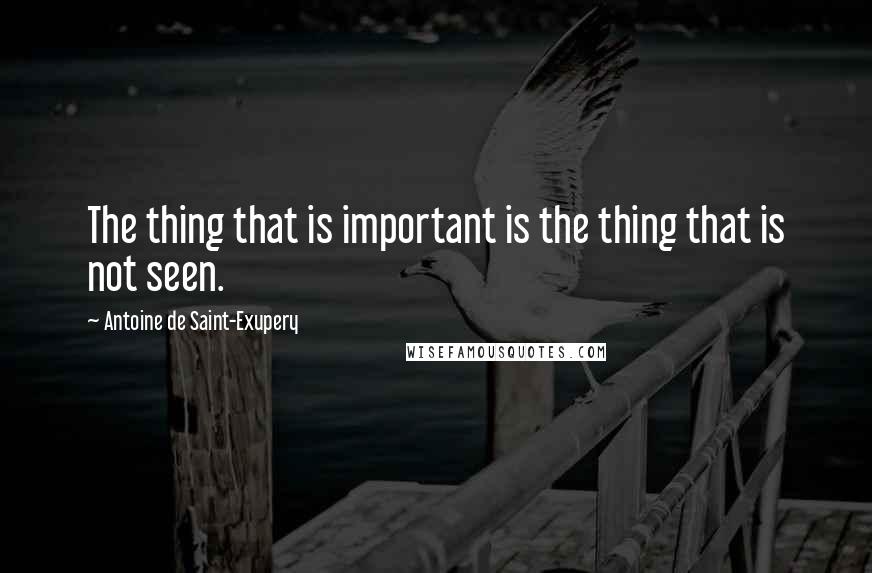 Antoine De Saint-Exupery Quotes: The thing that is important is the thing that is not seen.