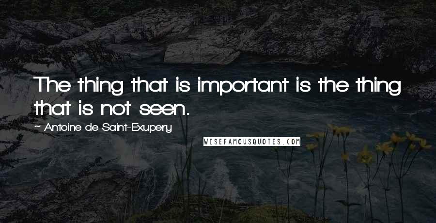 Antoine De Saint-Exupery Quotes: The thing that is important is the thing that is not seen.