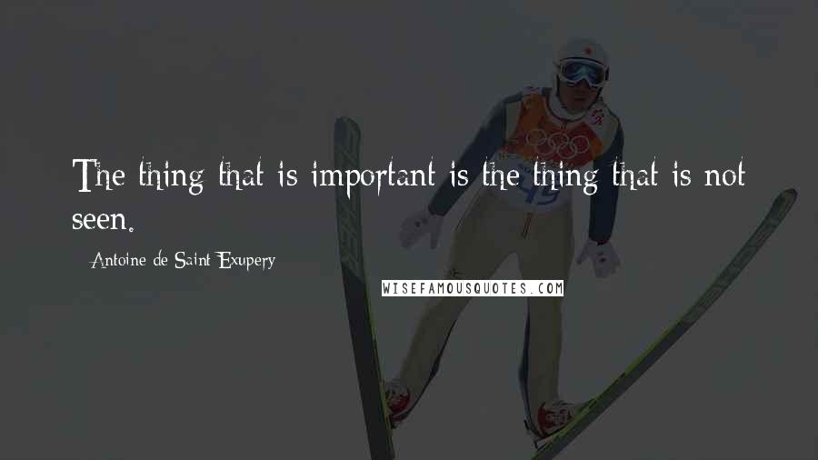 Antoine De Saint-Exupery Quotes: The thing that is important is the thing that is not seen.