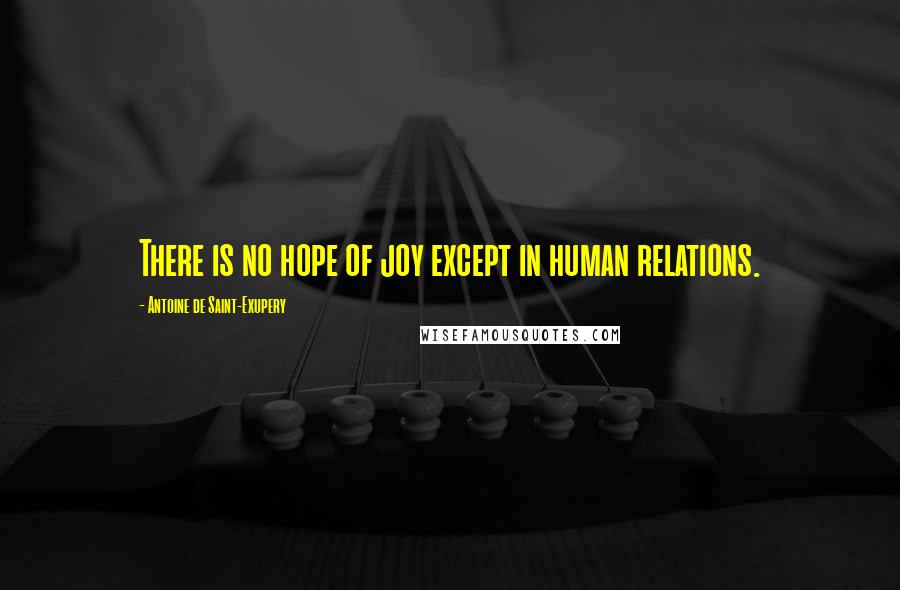 Antoine De Saint-Exupery Quotes: There is no hope of joy except in human relations.