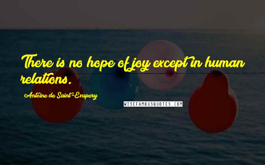 Antoine De Saint-Exupery Quotes: There is no hope of joy except in human relations.