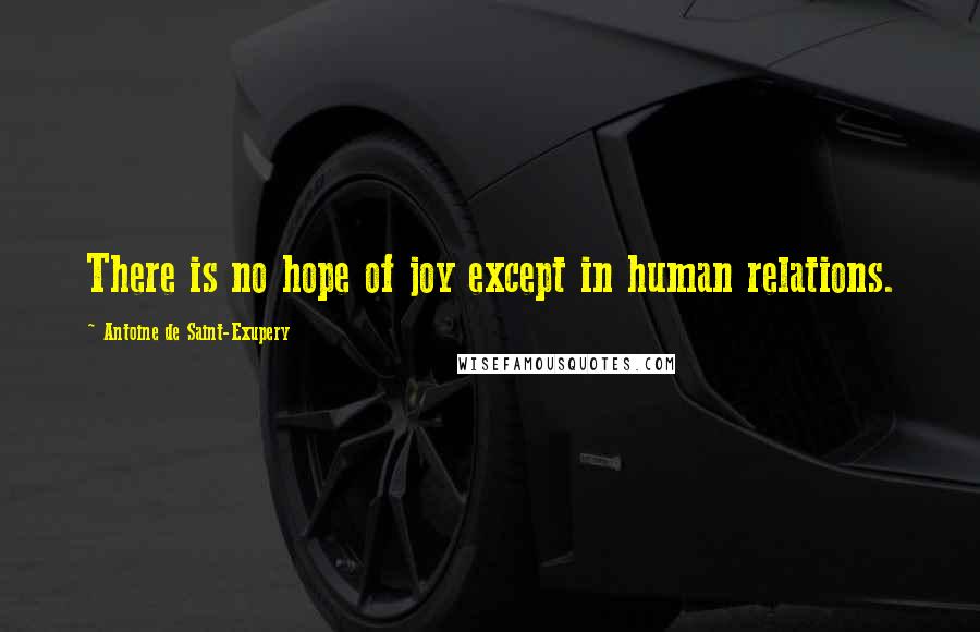 Antoine De Saint-Exupery Quotes: There is no hope of joy except in human relations.