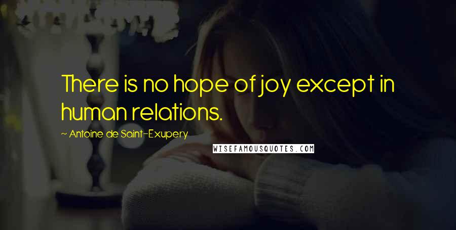 Antoine De Saint-Exupery Quotes: There is no hope of joy except in human relations.