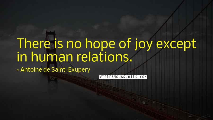 Antoine De Saint-Exupery Quotes: There is no hope of joy except in human relations.