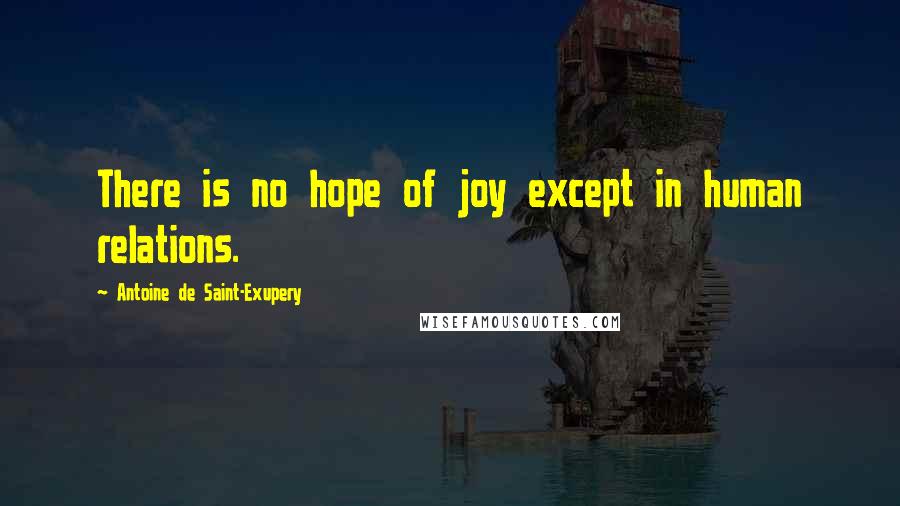 Antoine De Saint-Exupery Quotes: There is no hope of joy except in human relations.