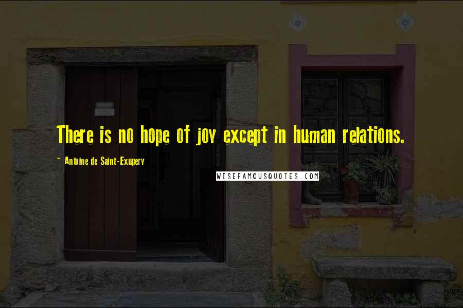 Antoine De Saint-Exupery Quotes: There is no hope of joy except in human relations.