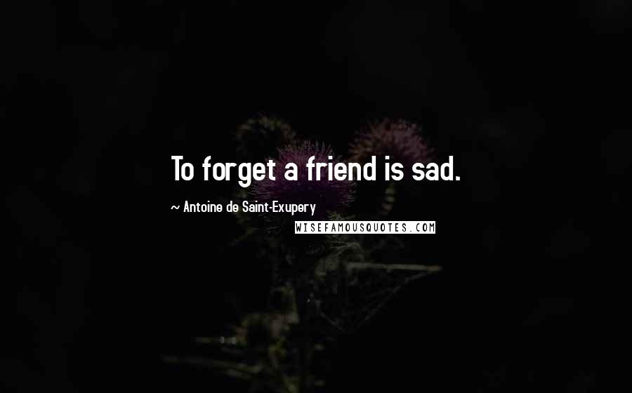 Antoine De Saint-Exupery Quotes: To forget a friend is sad.