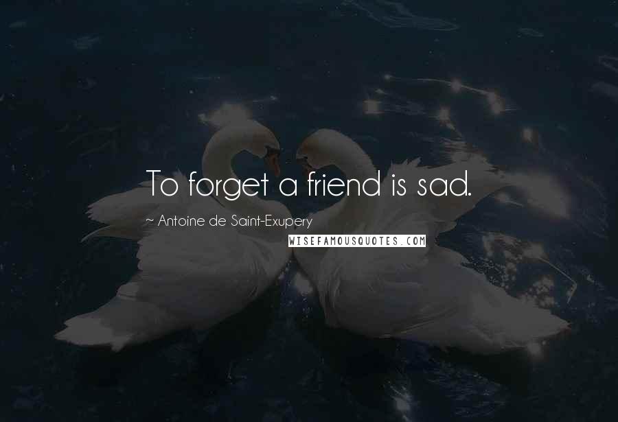 Antoine De Saint-Exupery Quotes: To forget a friend is sad.