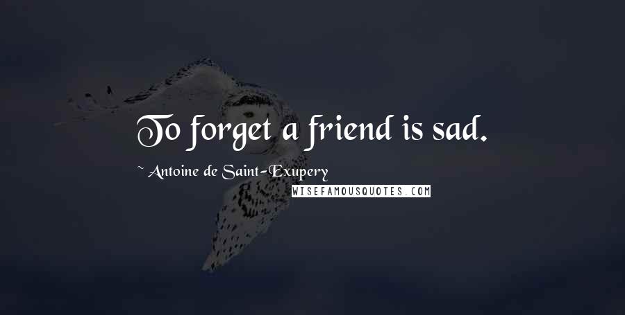 Antoine De Saint-Exupery Quotes: To forget a friend is sad.