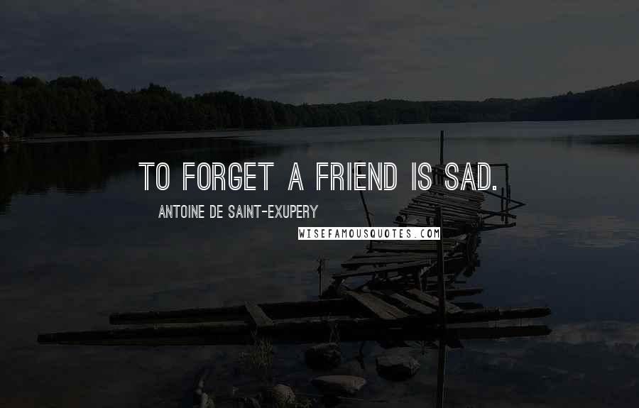 Antoine De Saint-Exupery Quotes: To forget a friend is sad.