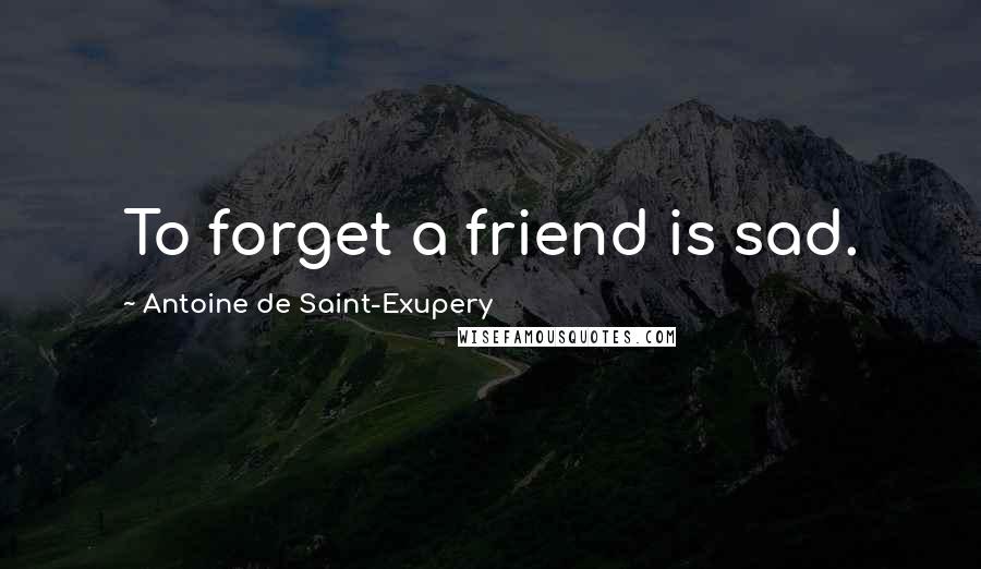 Antoine De Saint-Exupery Quotes: To forget a friend is sad.