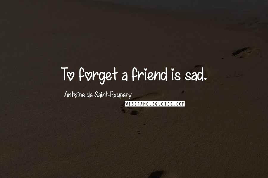 Antoine De Saint-Exupery Quotes: To forget a friend is sad.