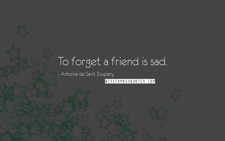 Antoine De Saint-Exupery Quotes: To forget a friend is sad.