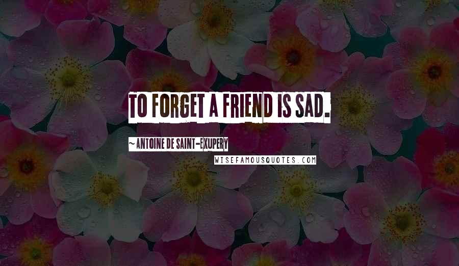 Antoine De Saint-Exupery Quotes: To forget a friend is sad.