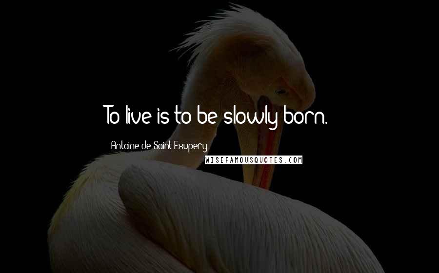 Antoine De Saint-Exupery Quotes: To live is to be slowly born.