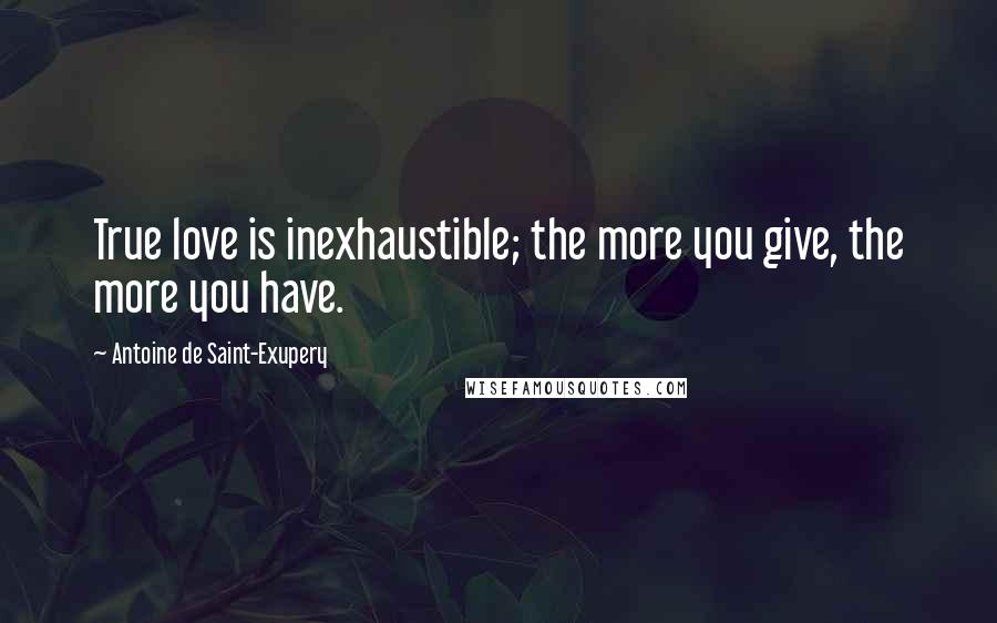 Antoine De Saint-Exupery Quotes: True love is inexhaustible; the more you give, the more you have.