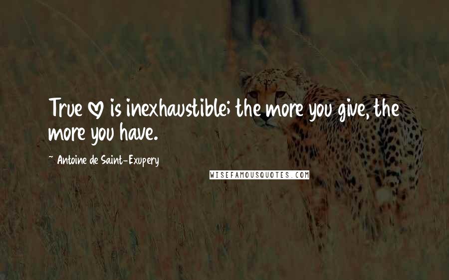 Antoine De Saint-Exupery Quotes: True love is inexhaustible; the more you give, the more you have.