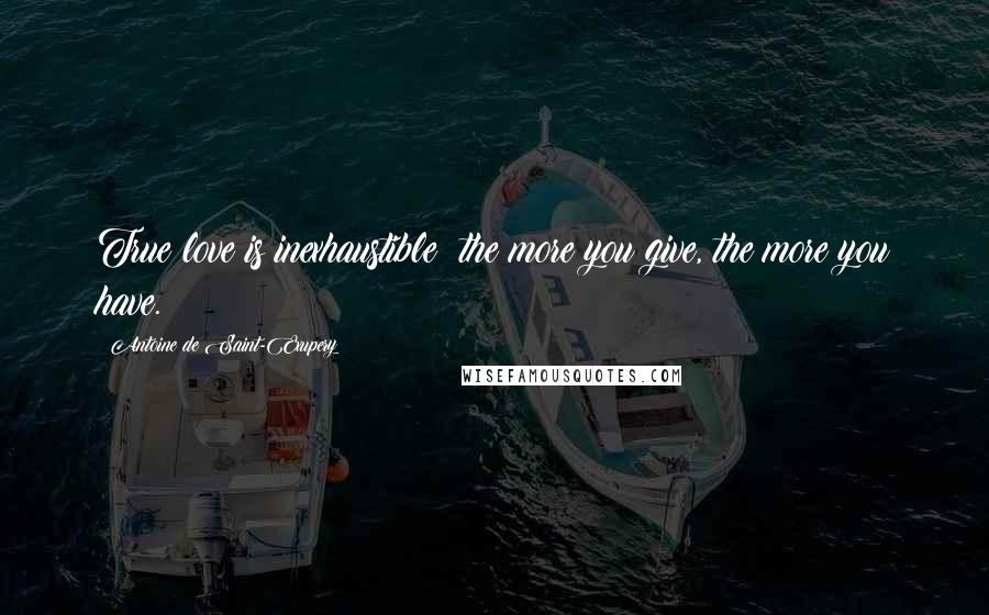 Antoine De Saint-Exupery Quotes: True love is inexhaustible; the more you give, the more you have.