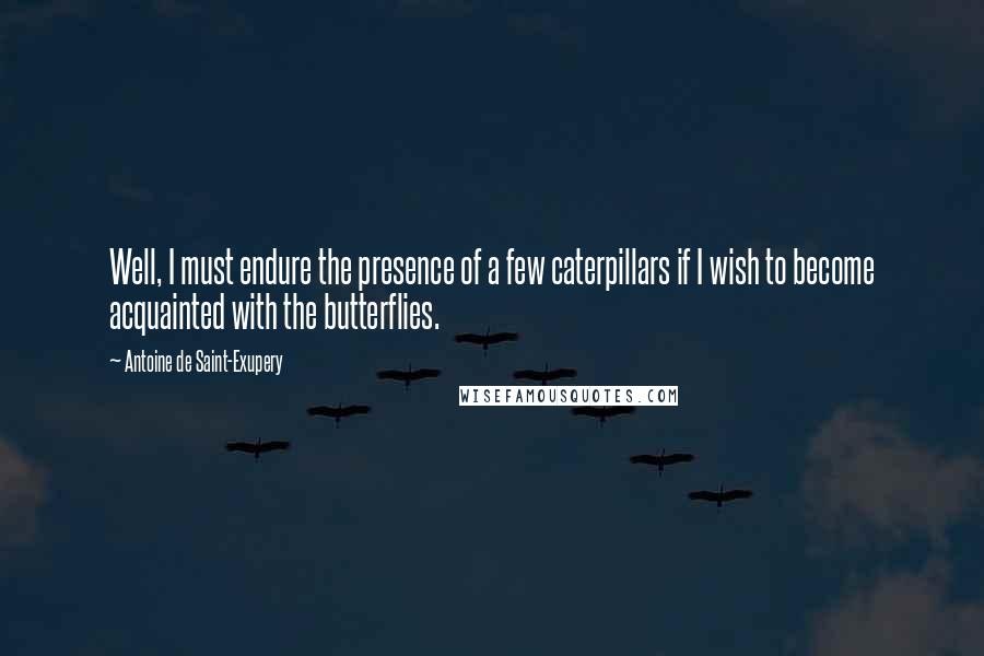 Antoine De Saint-Exupery Quotes: Well, I must endure the presence of a few caterpillars if I wish to become acquainted with the butterflies.