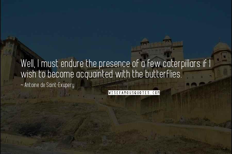 Antoine De Saint-Exupery Quotes: Well, I must endure the presence of a few caterpillars if I wish to become acquainted with the butterflies.