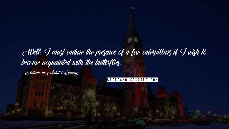 Antoine De Saint-Exupery Quotes: Well, I must endure the presence of a few caterpillars if I wish to become acquainted with the butterflies.