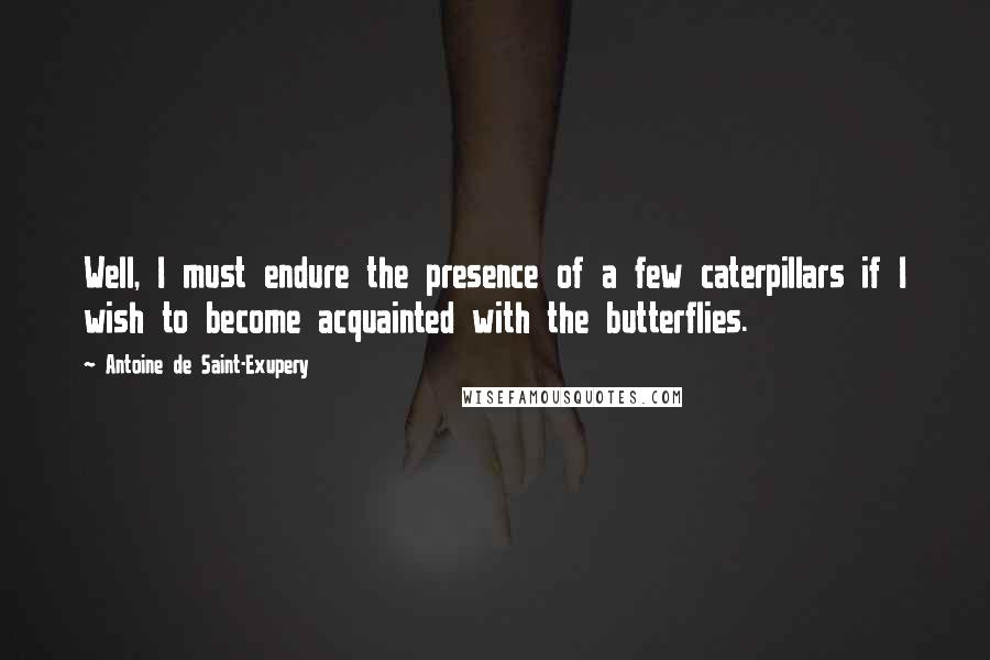 Antoine De Saint-Exupery Quotes: Well, I must endure the presence of a few caterpillars if I wish to become acquainted with the butterflies.