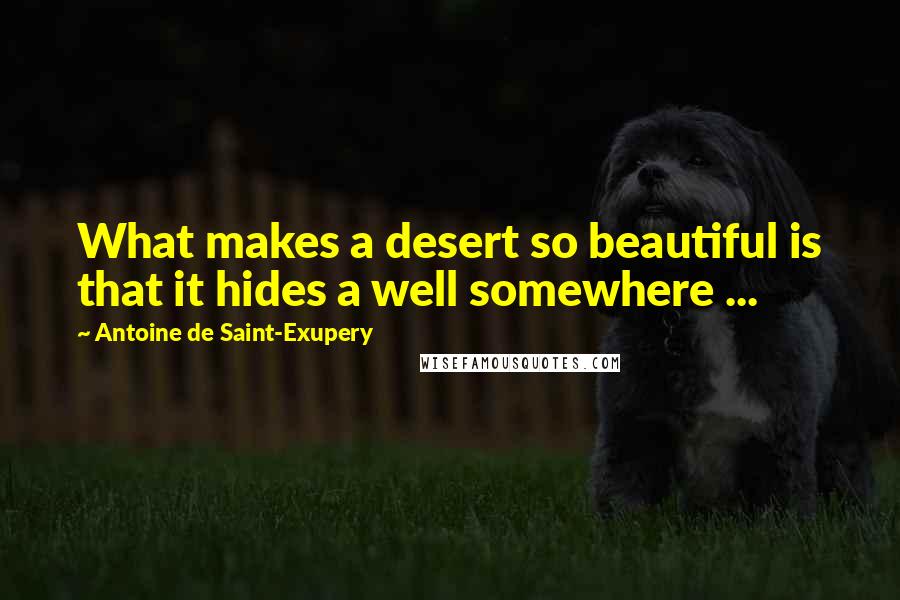 Antoine De Saint-Exupery Quotes: What makes a desert so beautiful is that it hides a well somewhere ...